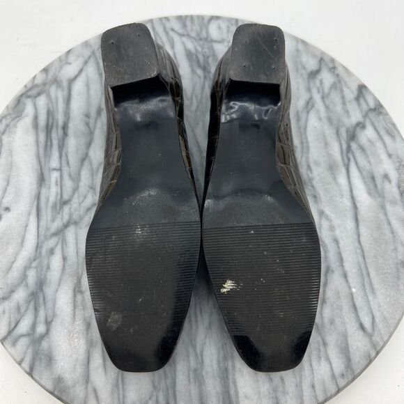 Magdesians California Heels Womens 5.5 Bronze Croc Embossed Closed Toe Career - Picture 5 of 11